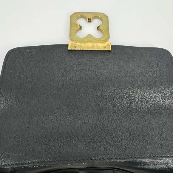 Chloe Elsie Black Leather Crossbody Bag Small Gold Chain Hardware With Dustbag - Picture 10 of 16